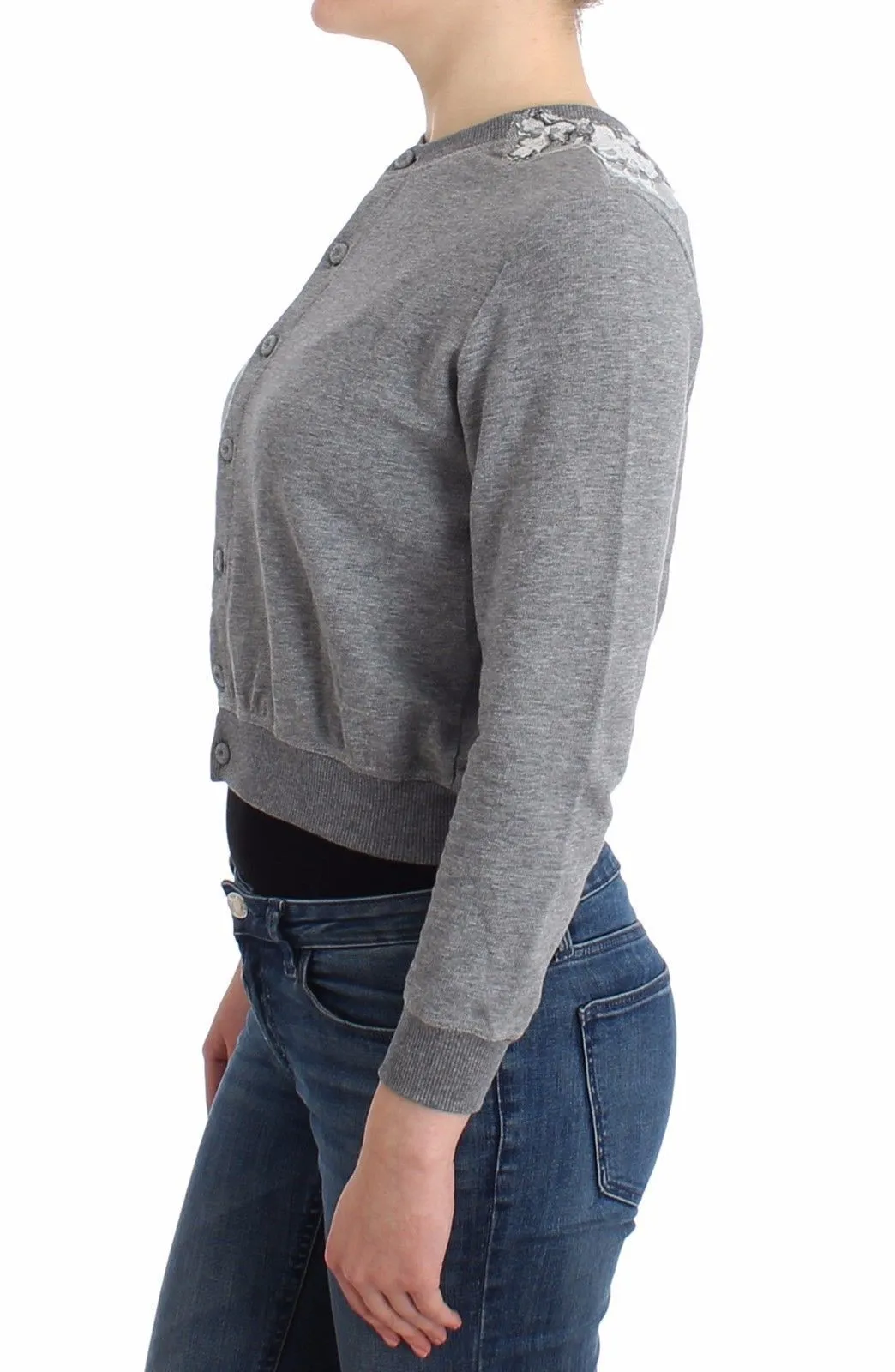 Lingerie Gray Lace Sweater Cardigan Top