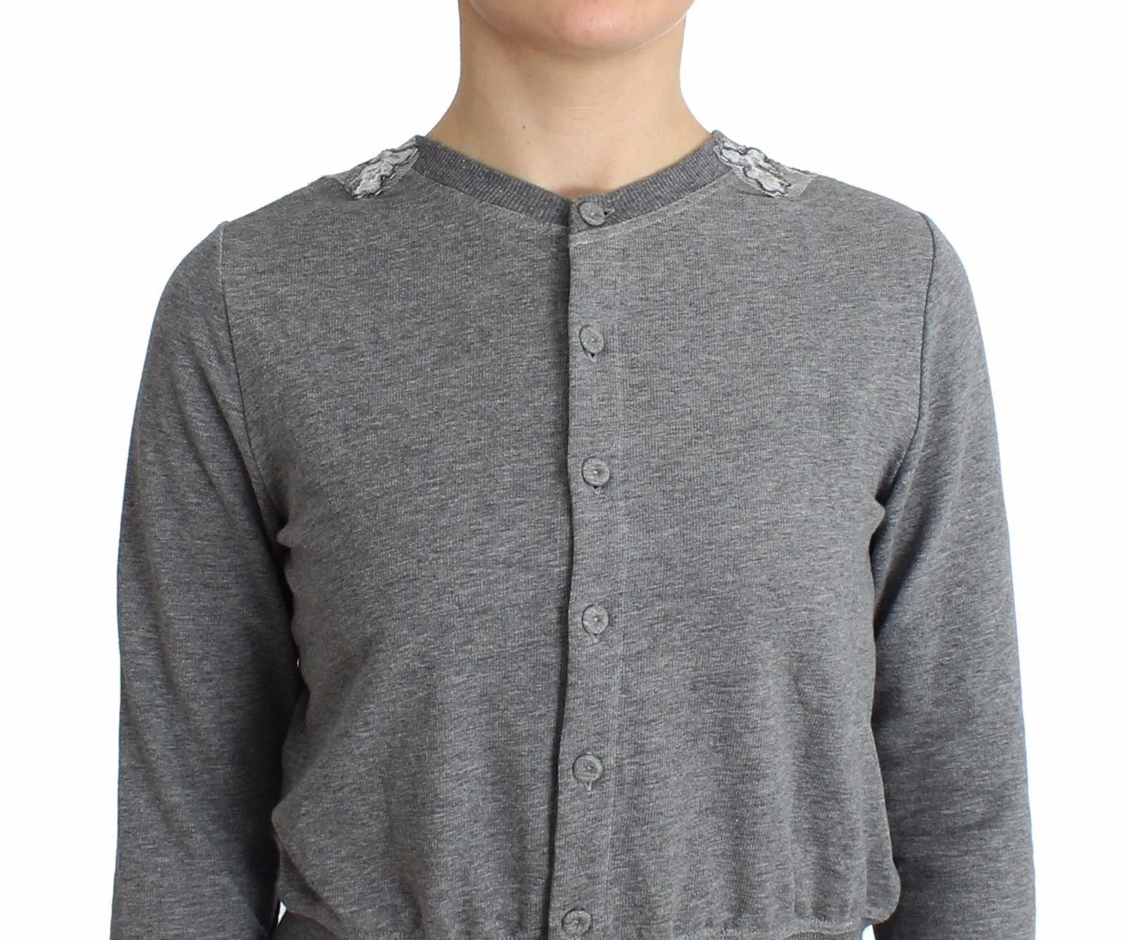 Lingerie Gray Lace Sweater Cardigan Top