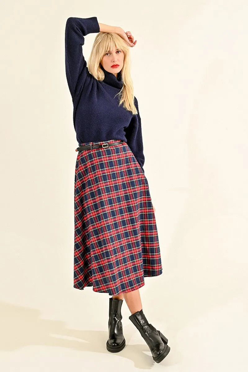 LONG CHECKED SKIRT