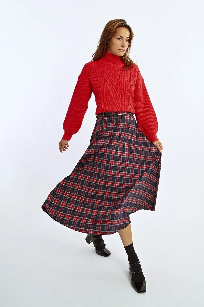 LONG CHECKED SKIRT