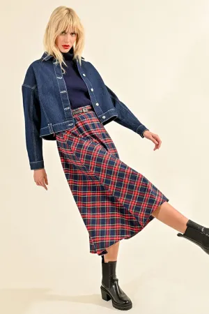 LONG CHECKED SKIRT