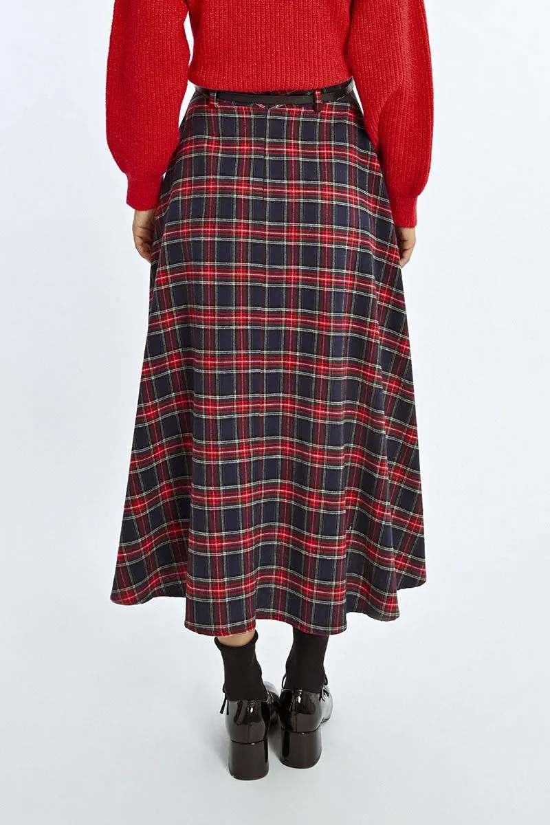 LONG CHECKED SKIRT