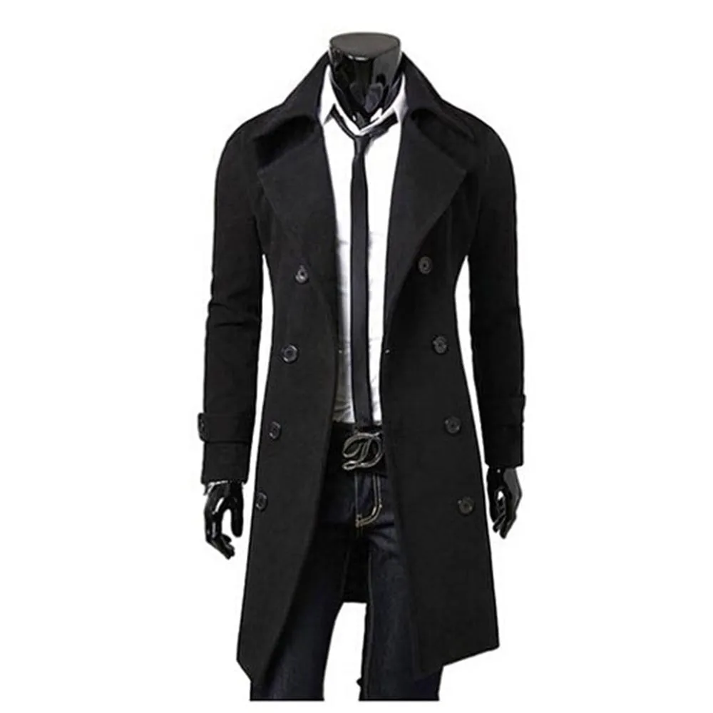 LONG DOUBLE-BREASTED WOOL OVERCOAT