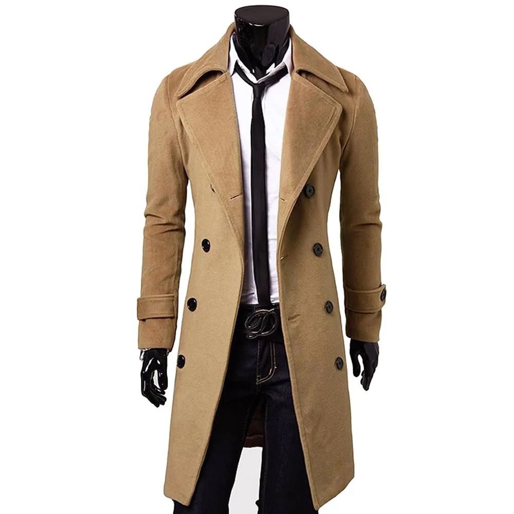 LONG DOUBLE-BREASTED WOOL OVERCOAT