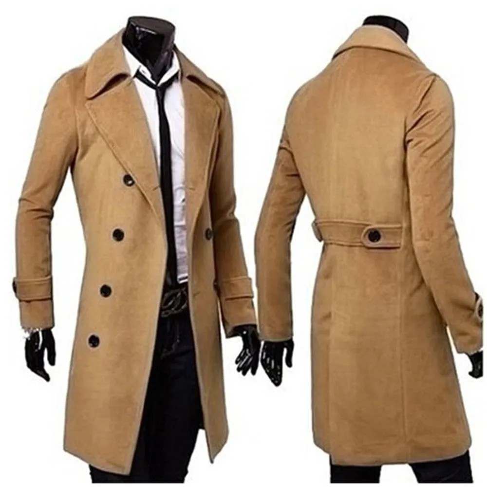 LONG DOUBLE-BREASTED WOOL OVERCOAT