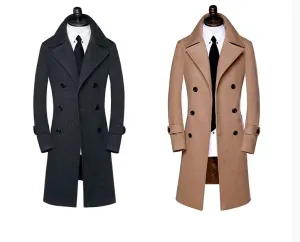 LONG WOOL DOUBLE-BREASTED OVERCOAT