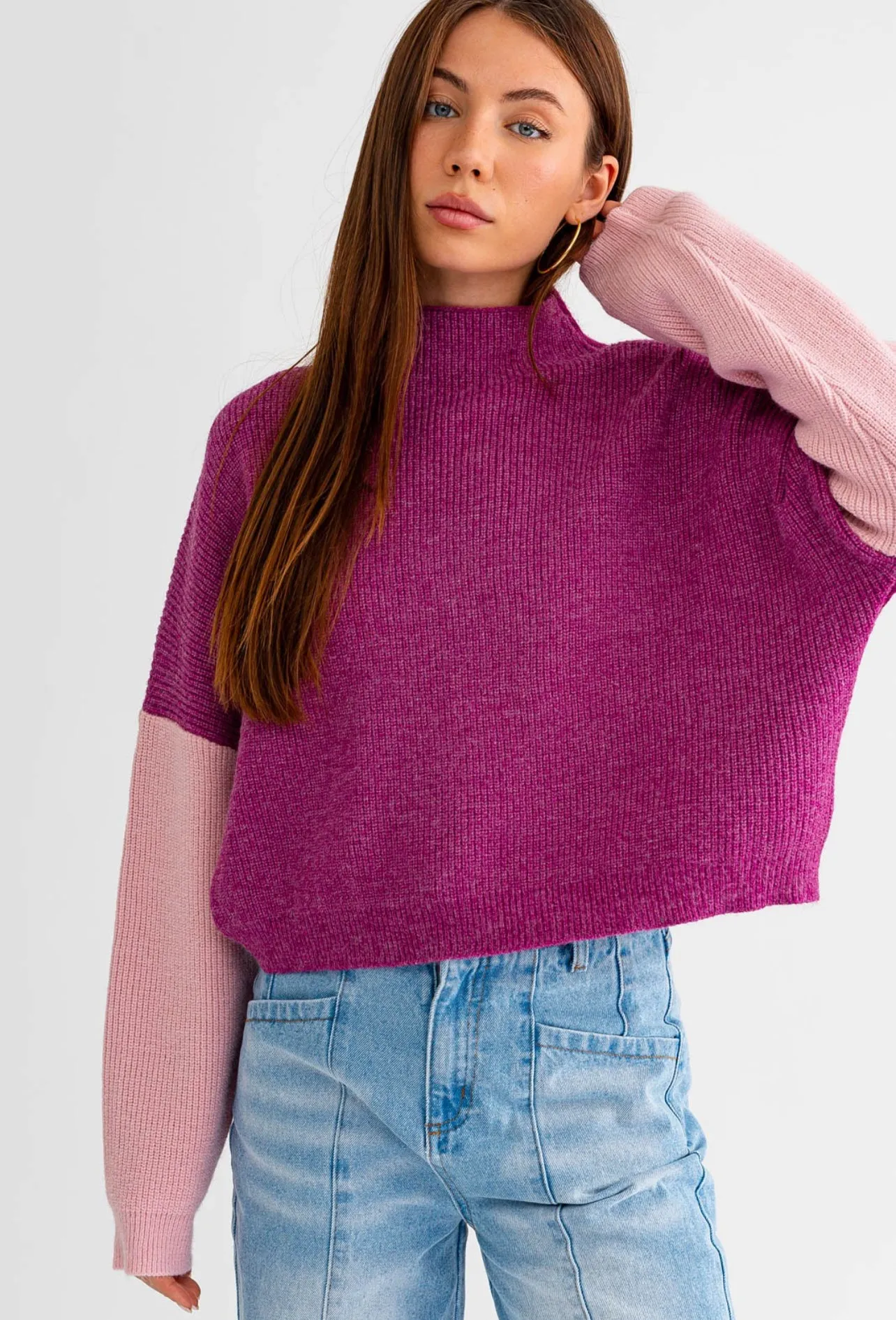 Macie-Color Block Ribbed Sweater