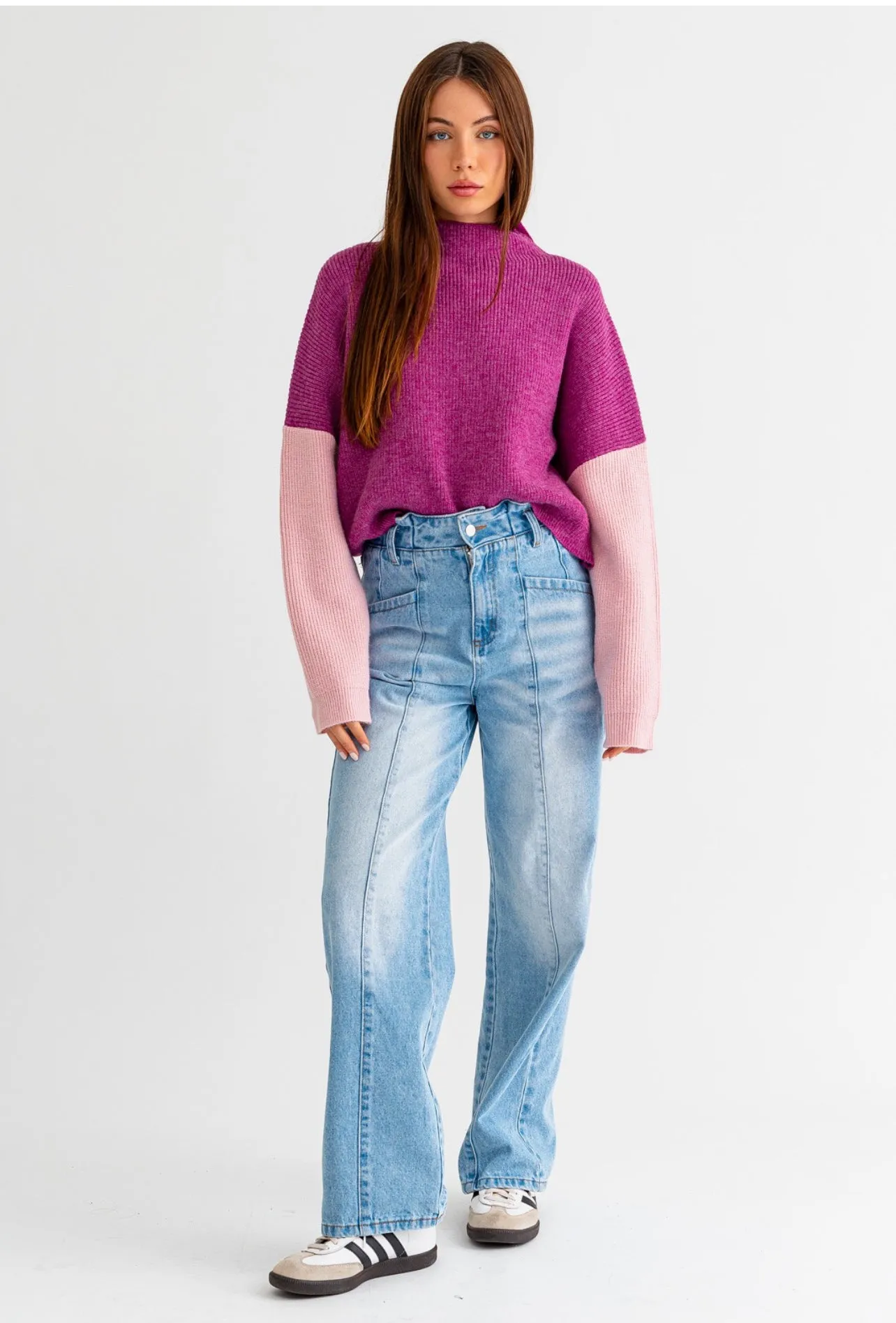 Macie-Color Block Ribbed Sweater