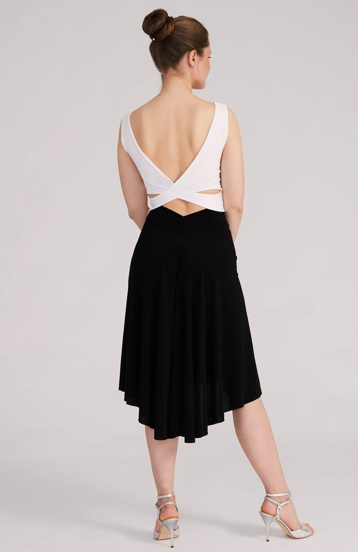 MARINA Cream White Cross Back Top