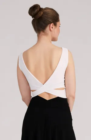 MARINA Cream White Cross Back Top