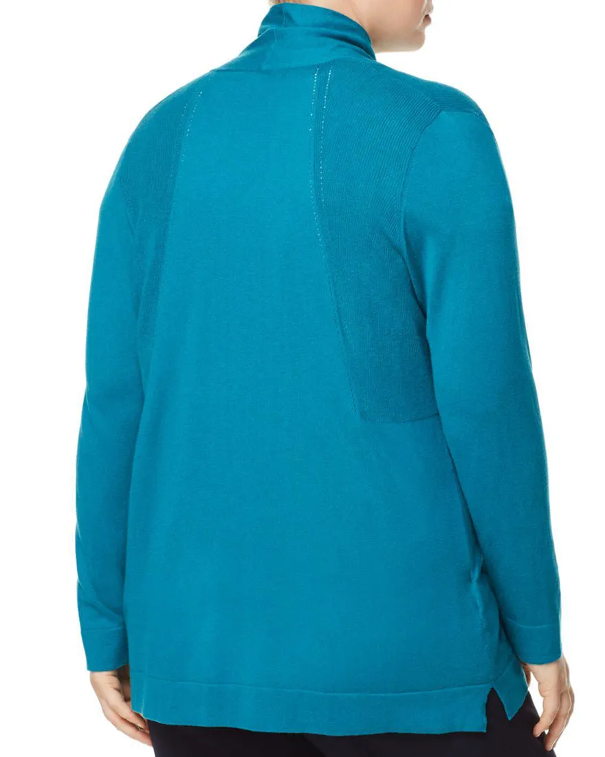 MARINA RINALDI Women's Turquoise Mia Open Front Cardigan $435 NWT
