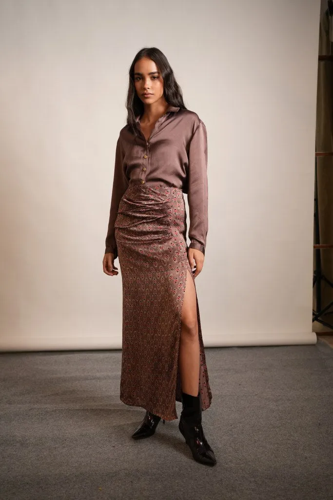 Mauve Satin Skirt