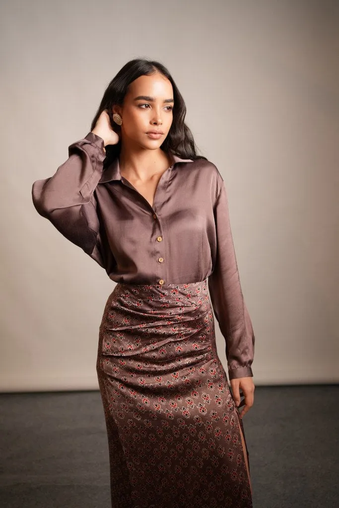Mauve Satin Skirt