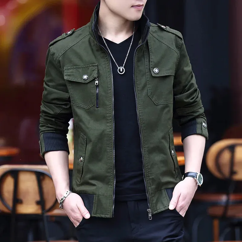 Mens Cargo Jacket Fashion Army Military Jacket