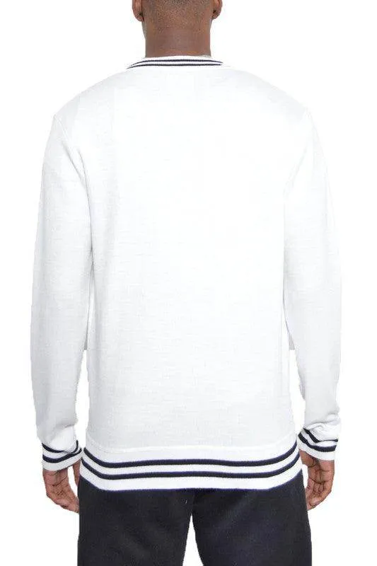 Mens Two Stripe Cardigan Sweaters