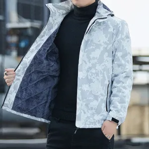 Mens Windbreaker Jackets Fleece Military Hooded Outwear Jacket Waterproof Thick Warm Jacket Men Casual Coats Male Clothing