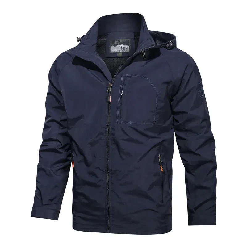 Men's Windbreaker Jackets For Men Waterproof Camping Military Jacket Fishing Hiking Outdoor Rain Coat Breathable Tactical Jacket