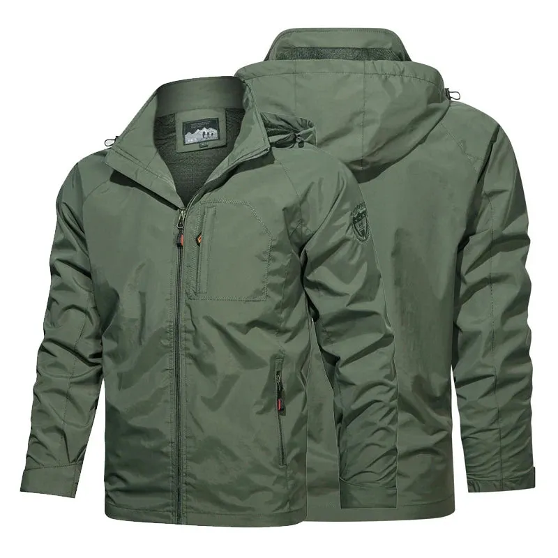 Men's Windbreaker Jackets For Men Waterproof Camping Military Jacket Fishing Hiking Outdoor Rain Coat Breathable Tactical Jacket