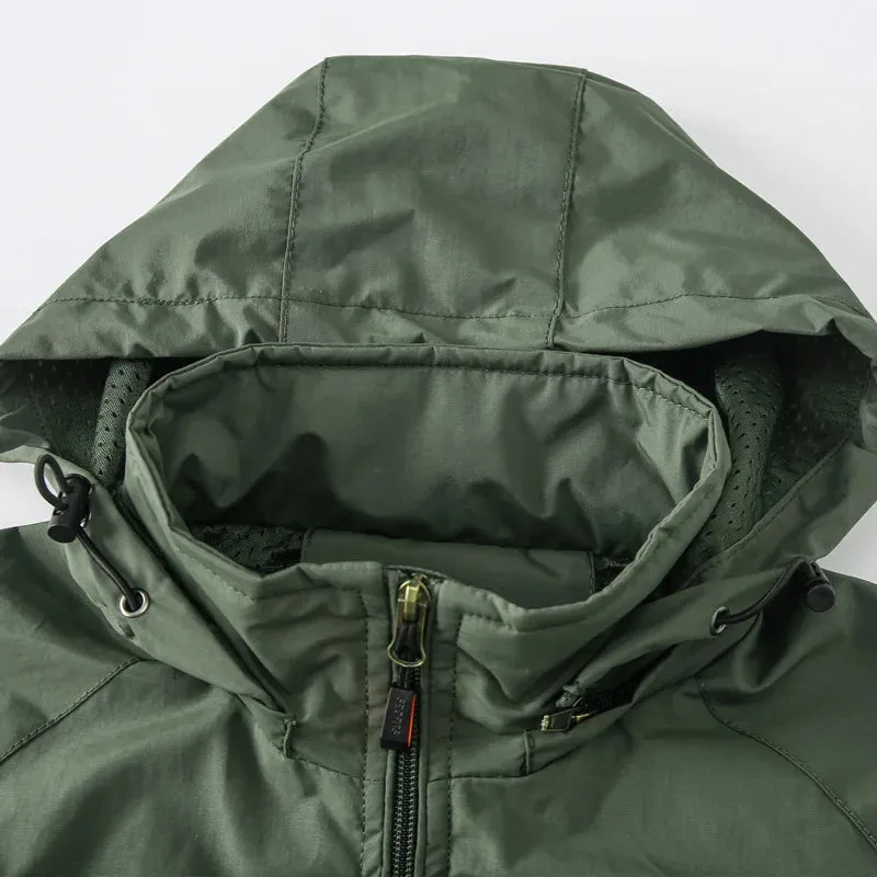 Men's Windbreaker Jackets For Men Waterproof Camping Military Jacket Fishing Hiking Outdoor Rain Coat Breathable Tactical Jacket