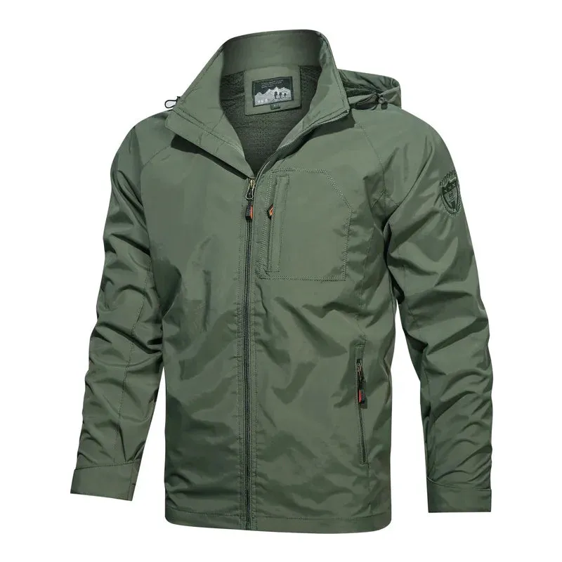 Men's Windbreaker Jackets For Men Waterproof Camping Military Jacket Fishing Hiking Outdoor Rain Coat Breathable Tactical Jacket