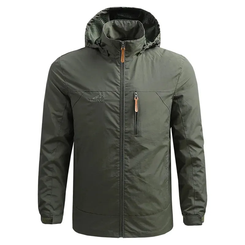 Men's Windbreaker Jackets For Men Waterproof Camping Military Jacket Fishing Hiking Outdoor Rain Coat Breathable Tactical Jacket
