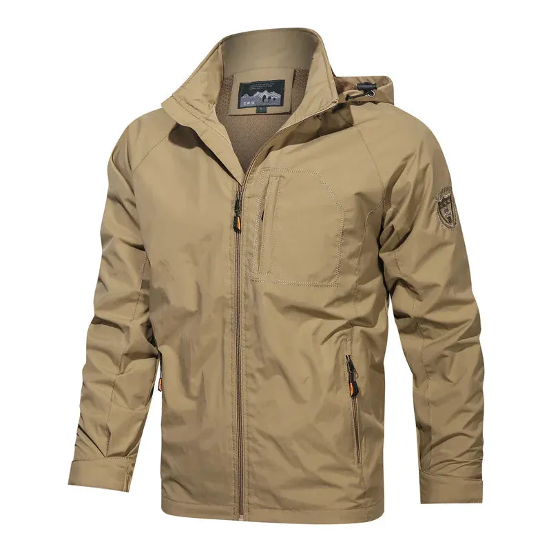 Men's Windbreaker Jackets For Men Waterproof Camping Military Jacket Fishing Hiking Outdoor Rain Coat Breathable Tactical Jacket