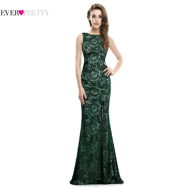 Mermaid Evening Dress Ever Pretty Long Sexy Sleeveless Split Formal Celebrity Lace Evening Gown Dresses