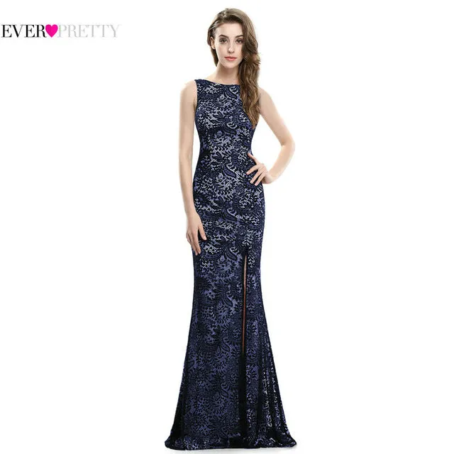 Mermaid Evening Dress Ever Pretty Long Sexy Sleeveless Split Formal Celebrity Lace Evening Gown Dresses