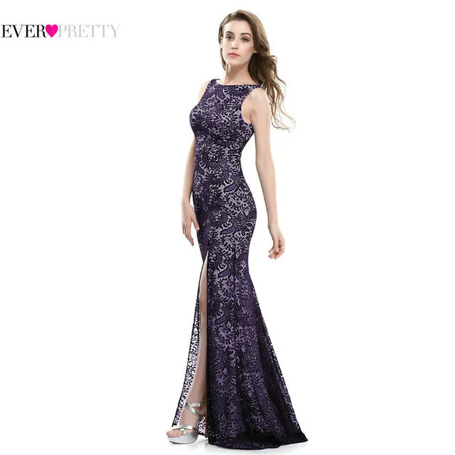 Mermaid Evening Dress Ever Pretty Long Sexy Sleeveless Split Formal Celebrity Lace Evening Gown Dresses