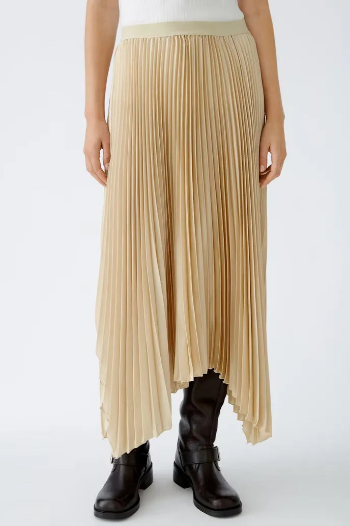 Midi pleated skirt in gold satin