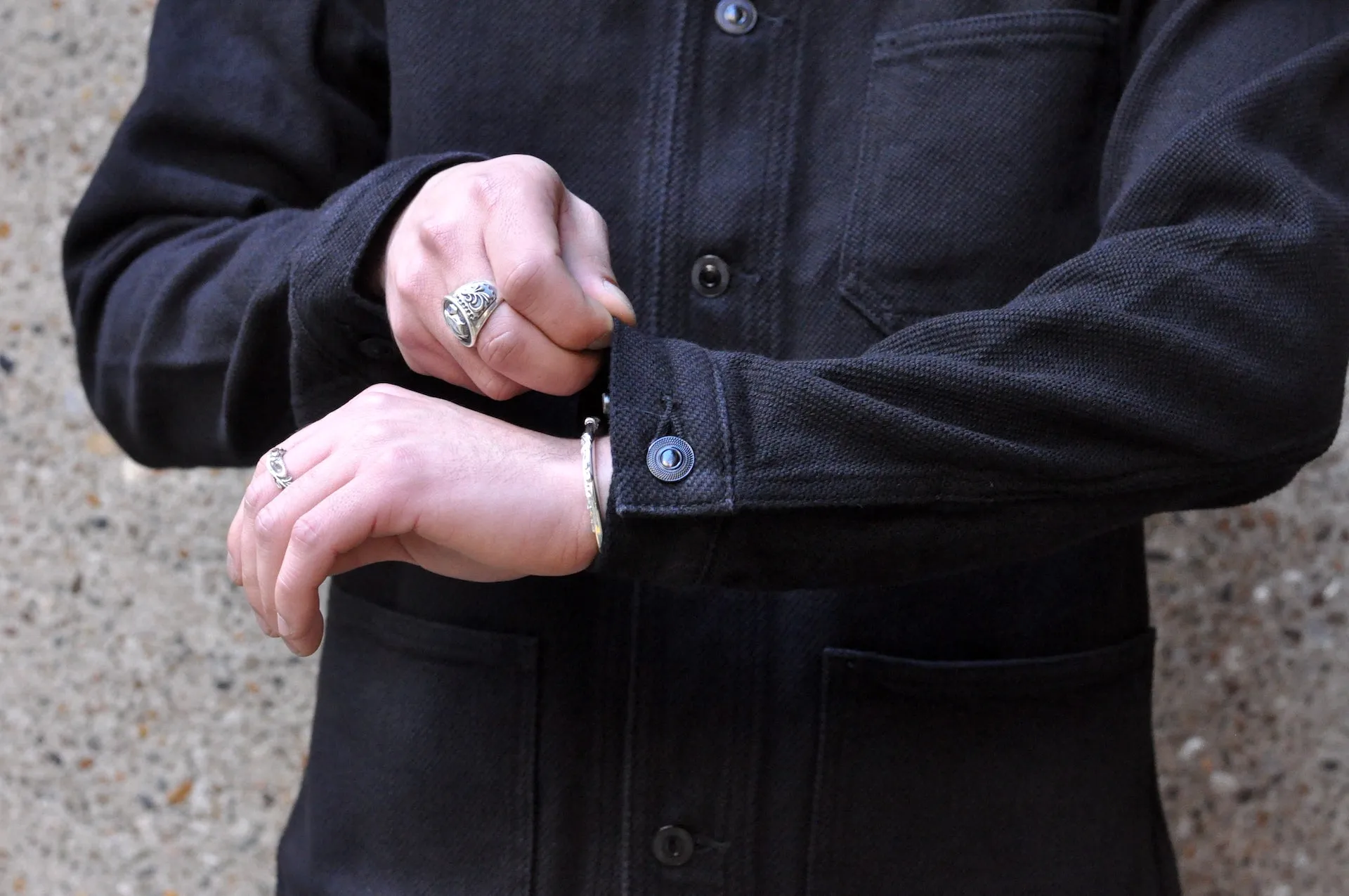 Momotaro 12oz Dobby Coverall Jacket (Black)