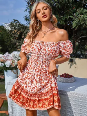 Nalah Boho Dress - Rust Print