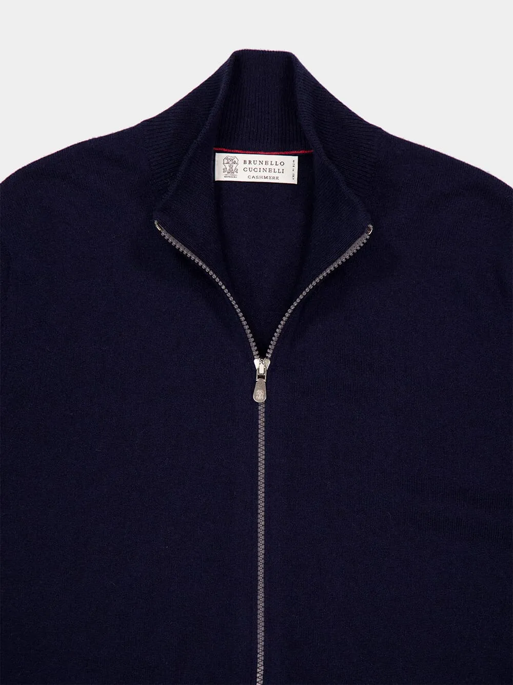 Navy Blue Cashmere Turtleneck Cardigan