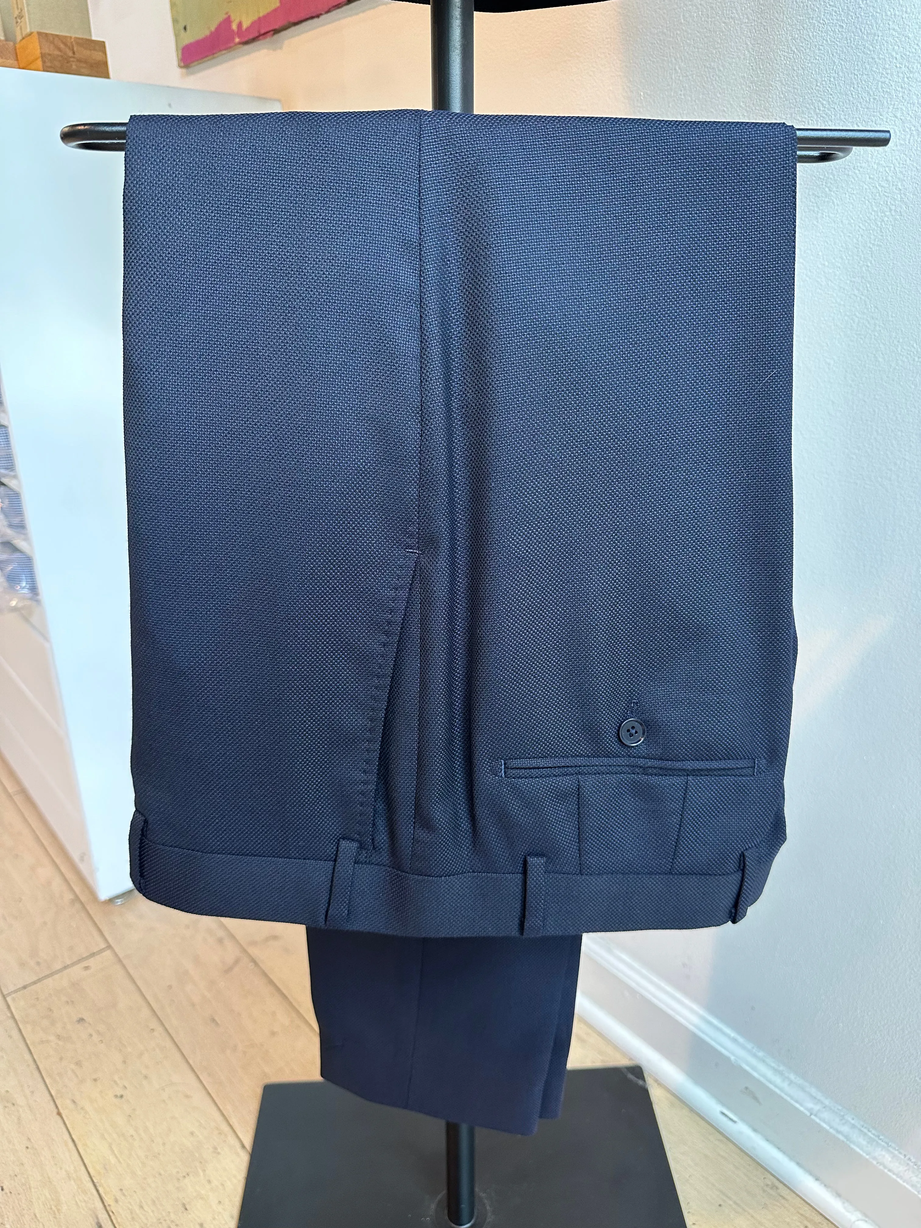 Navy Diamond Weave Premium Italian Suit Pants