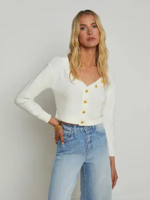 Nopal Cropped Cardigan - Ivory Gold