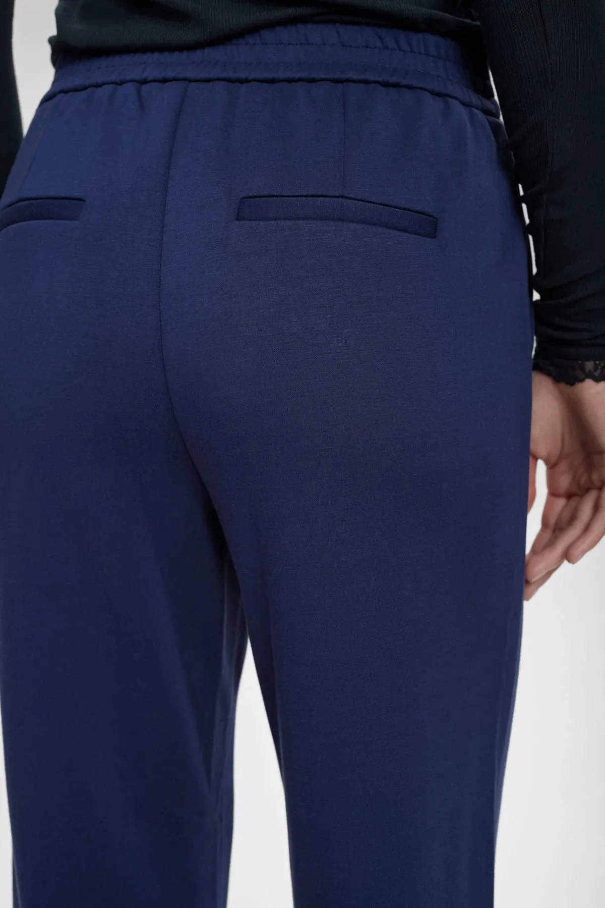 Numph Nufilla Navy Tapered Leg Trousers