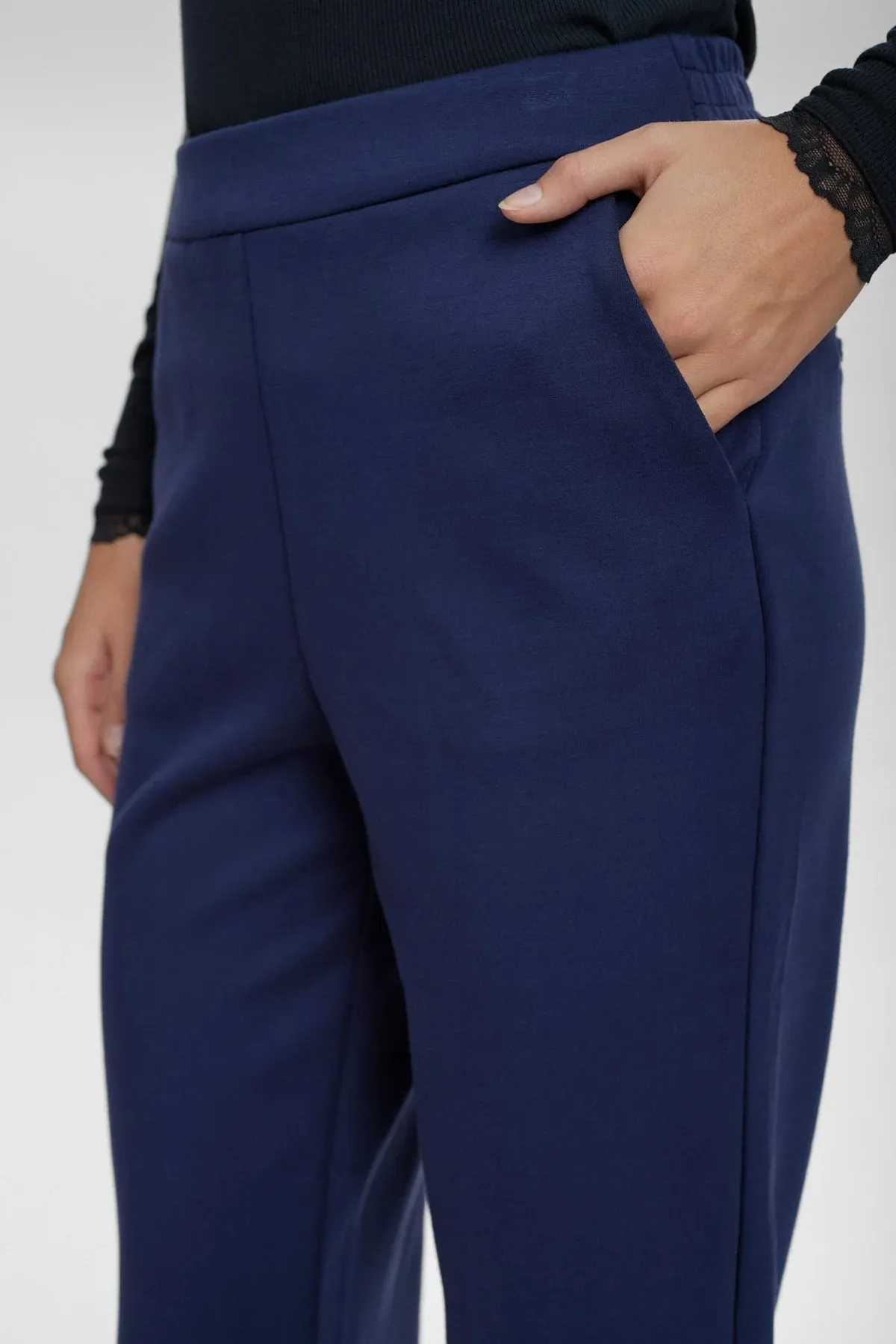 Numph Nufilla Navy Tapered Leg Trousers