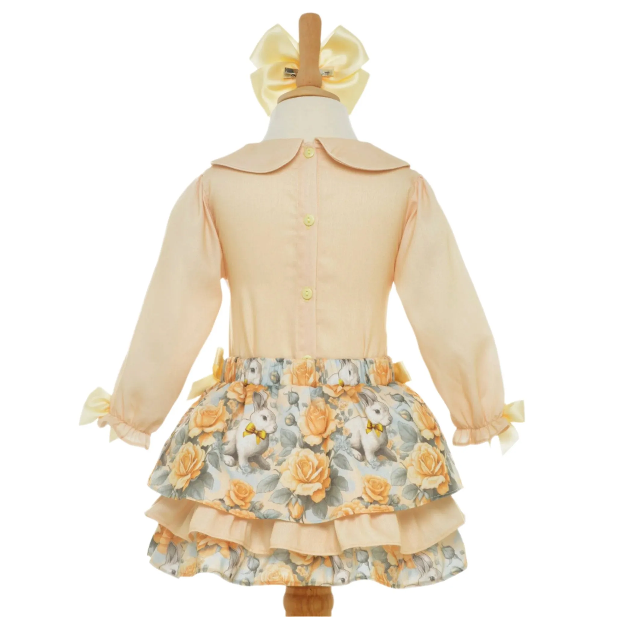 Ocean Baby Girls Vintage Bunny Lemon Rose Smocked Skirt Set (12M-10Y)