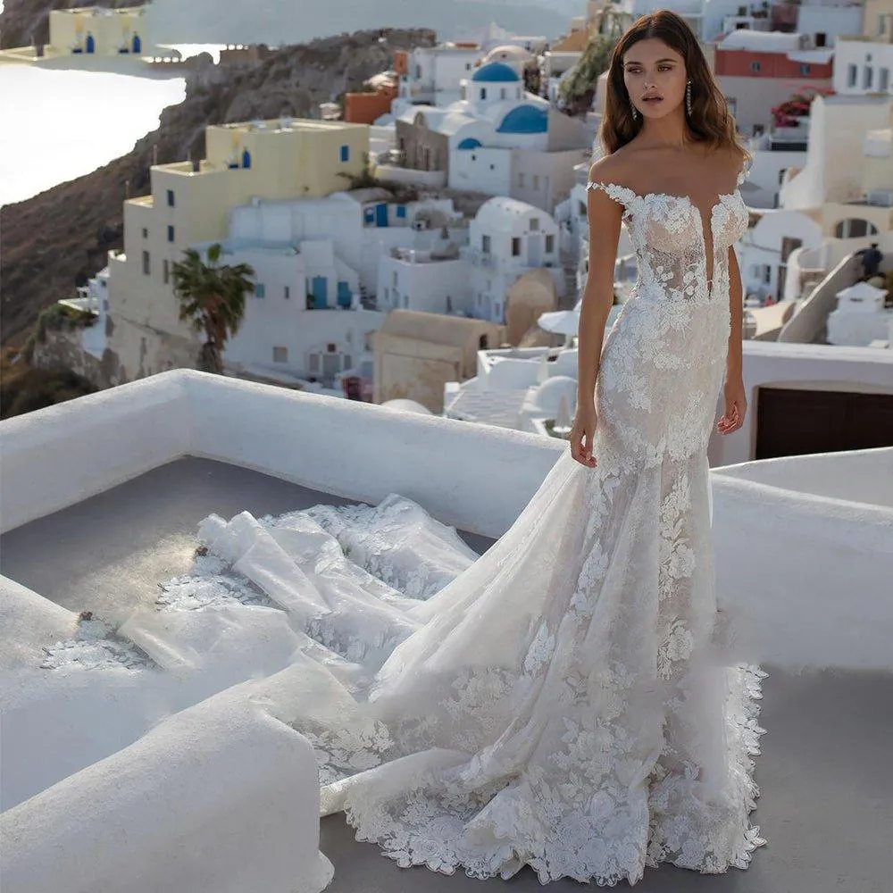 Off Shoulder Lace Wedding Dress