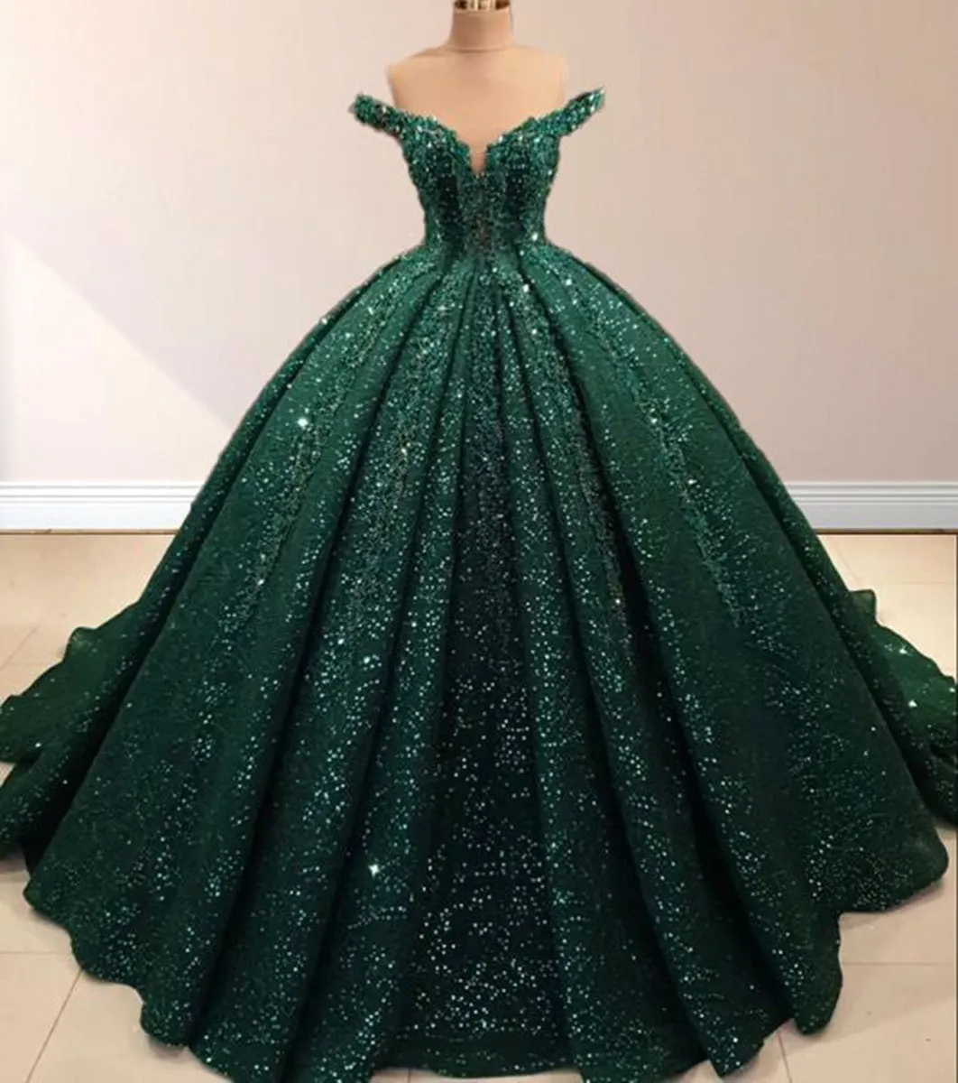 Off the Shoulder Ball Gown Sequined Quinceanera Dresses