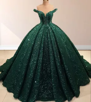 Off the Shoulder Ball Gown Sequined Quinceanera Dresses