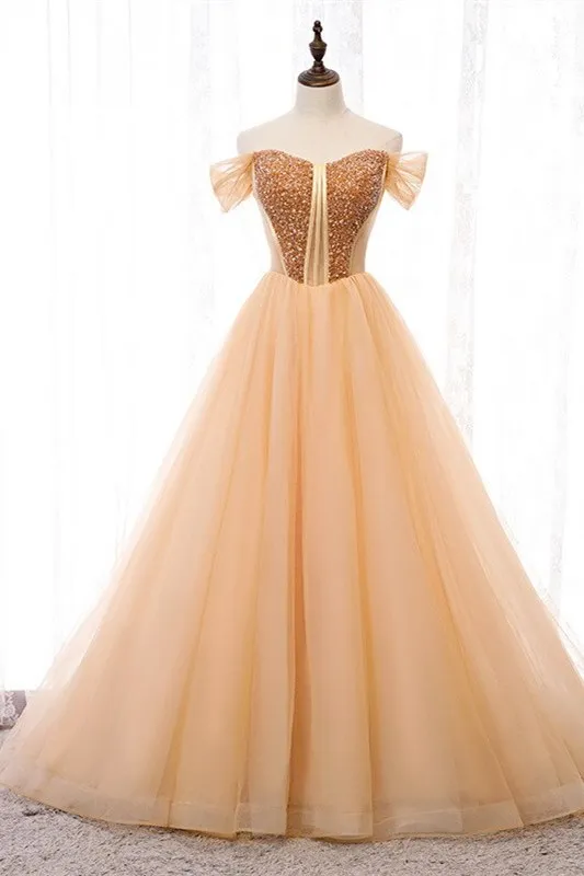 Off the Shoulder Blue Cinderella Gown