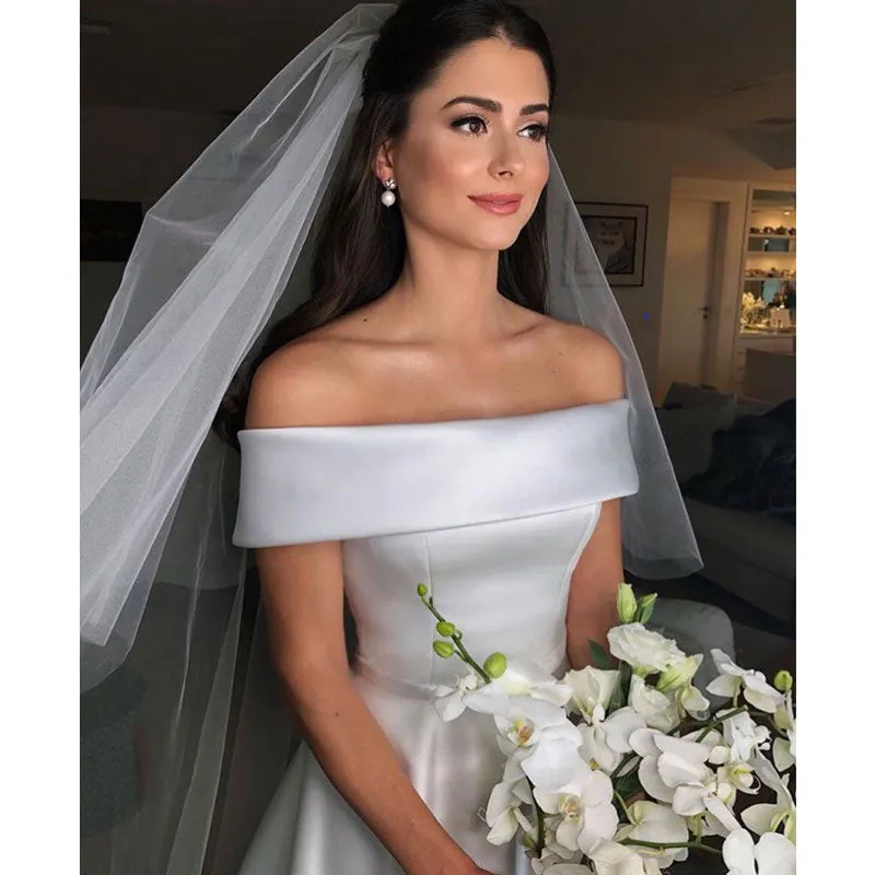 Off The Shoulder, Dress Vision Satin Wedding Dress