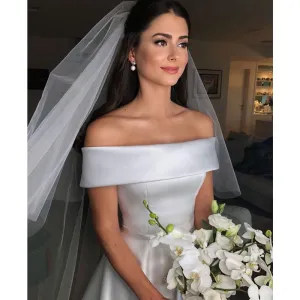 Off The Shoulder, Dress Vision Satin Wedding Dress