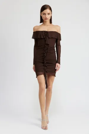 Off the Shoulder Mini Ruffle Dress