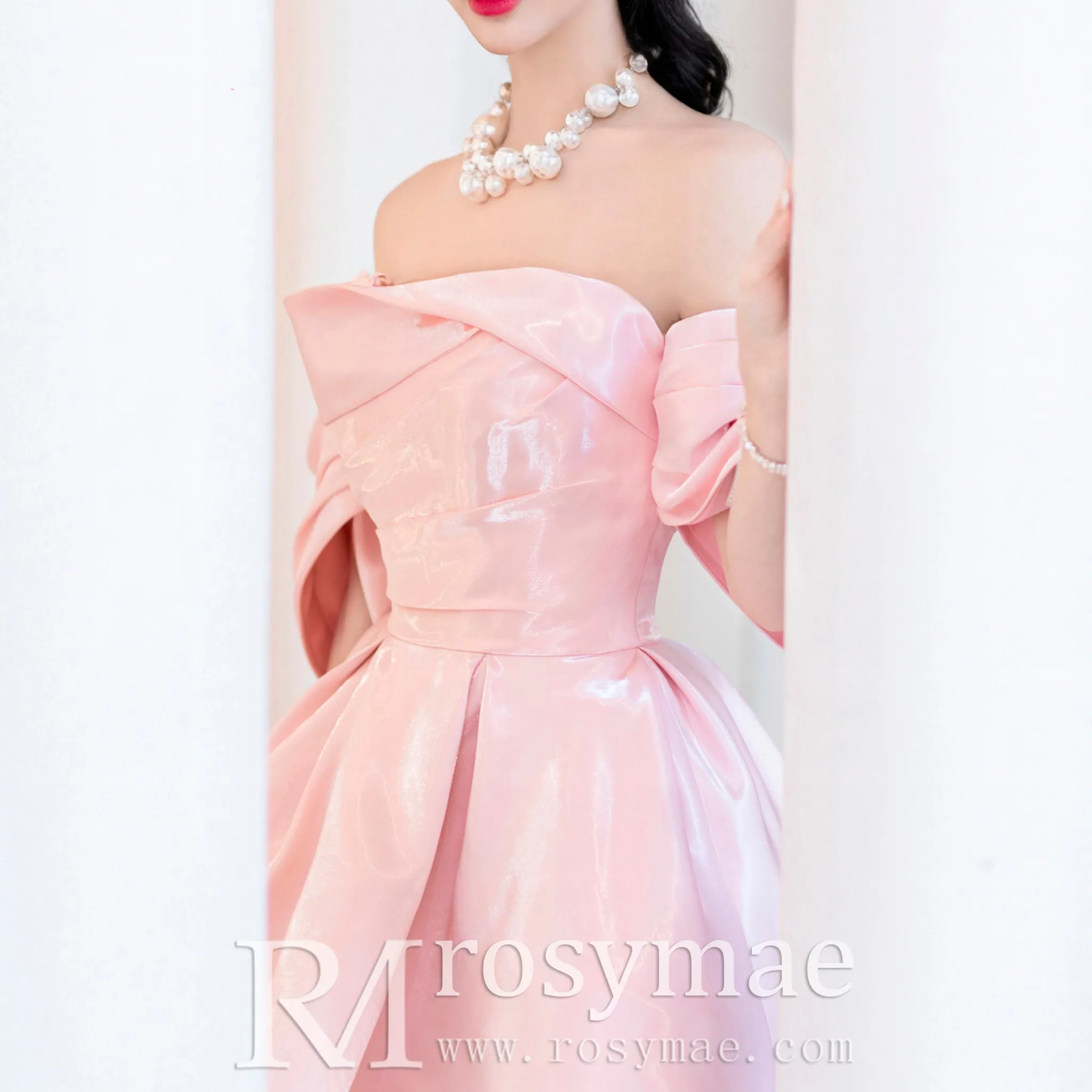 Off the Shoulder Womens Pink Cocktail & Party Dresses