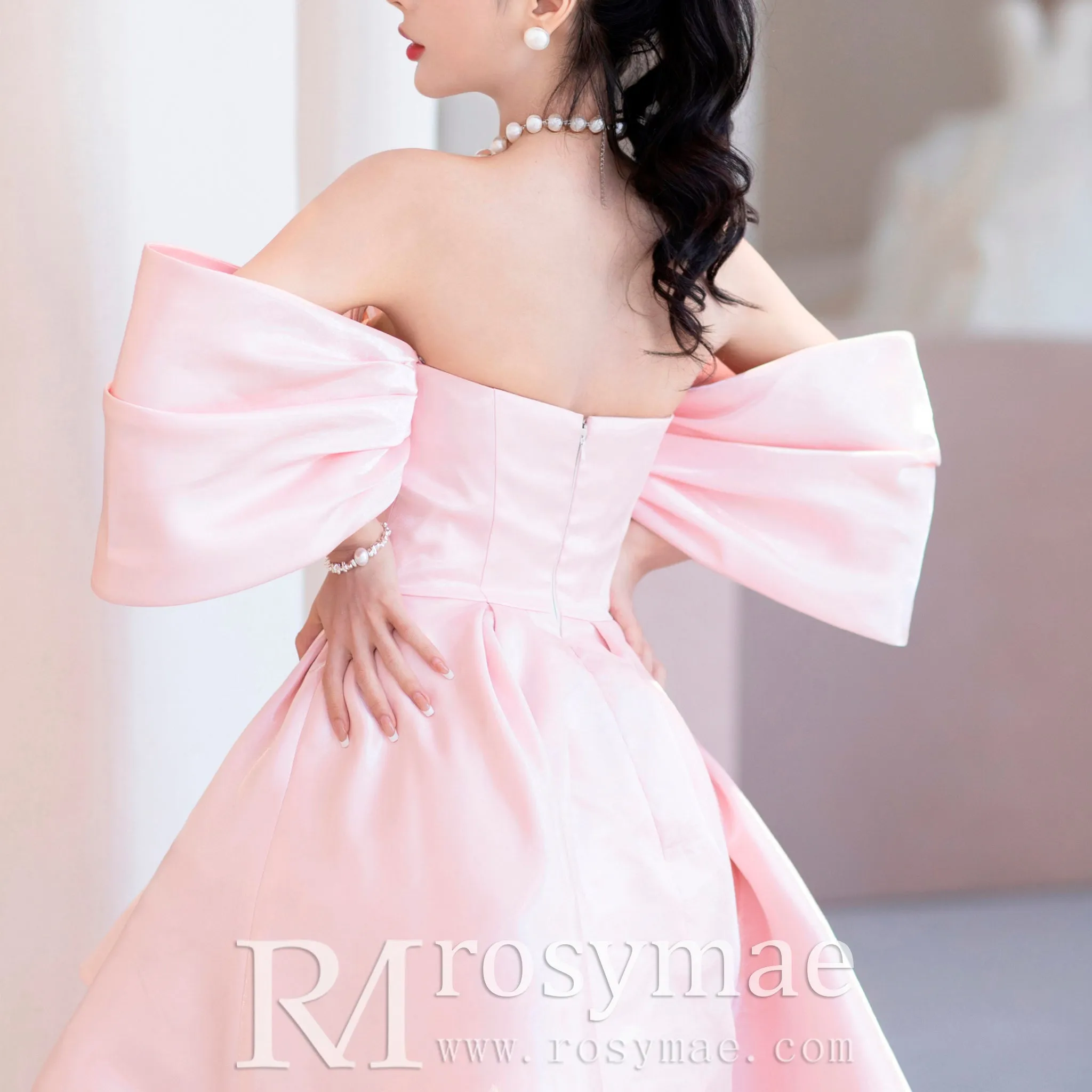 Off the Shoulder Womens Pink Cocktail & Party Dresses