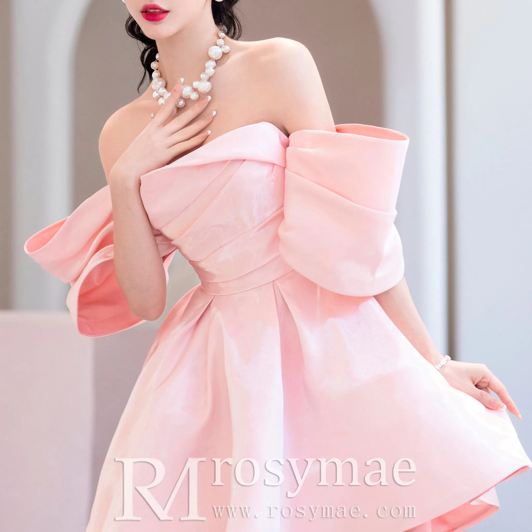 Off the Shoulder Womens Pink Cocktail & Party Dresses