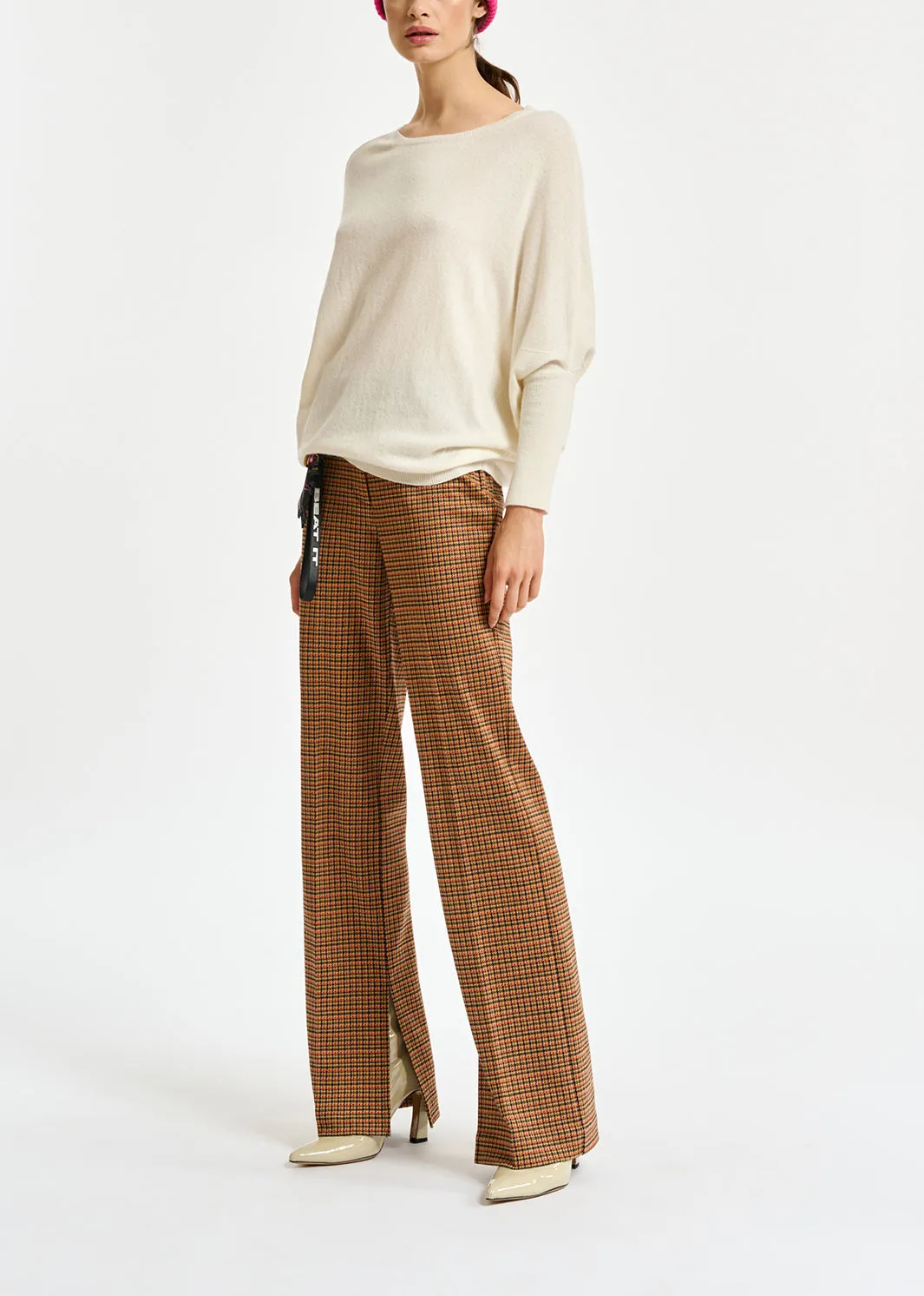 Off-white fine-knit sweater