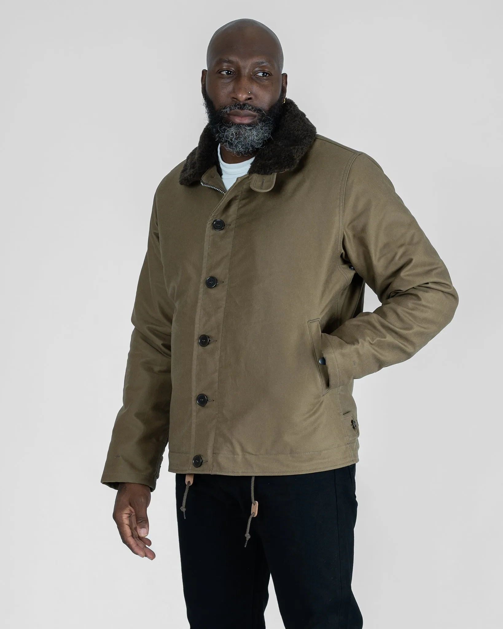 Oiled Whipcord N1 Deck Jacket - Khaki